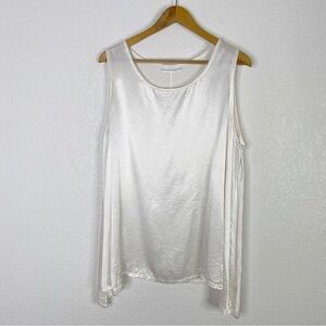 Bryn Walker White Satin Sleeveless Tank Blouse
